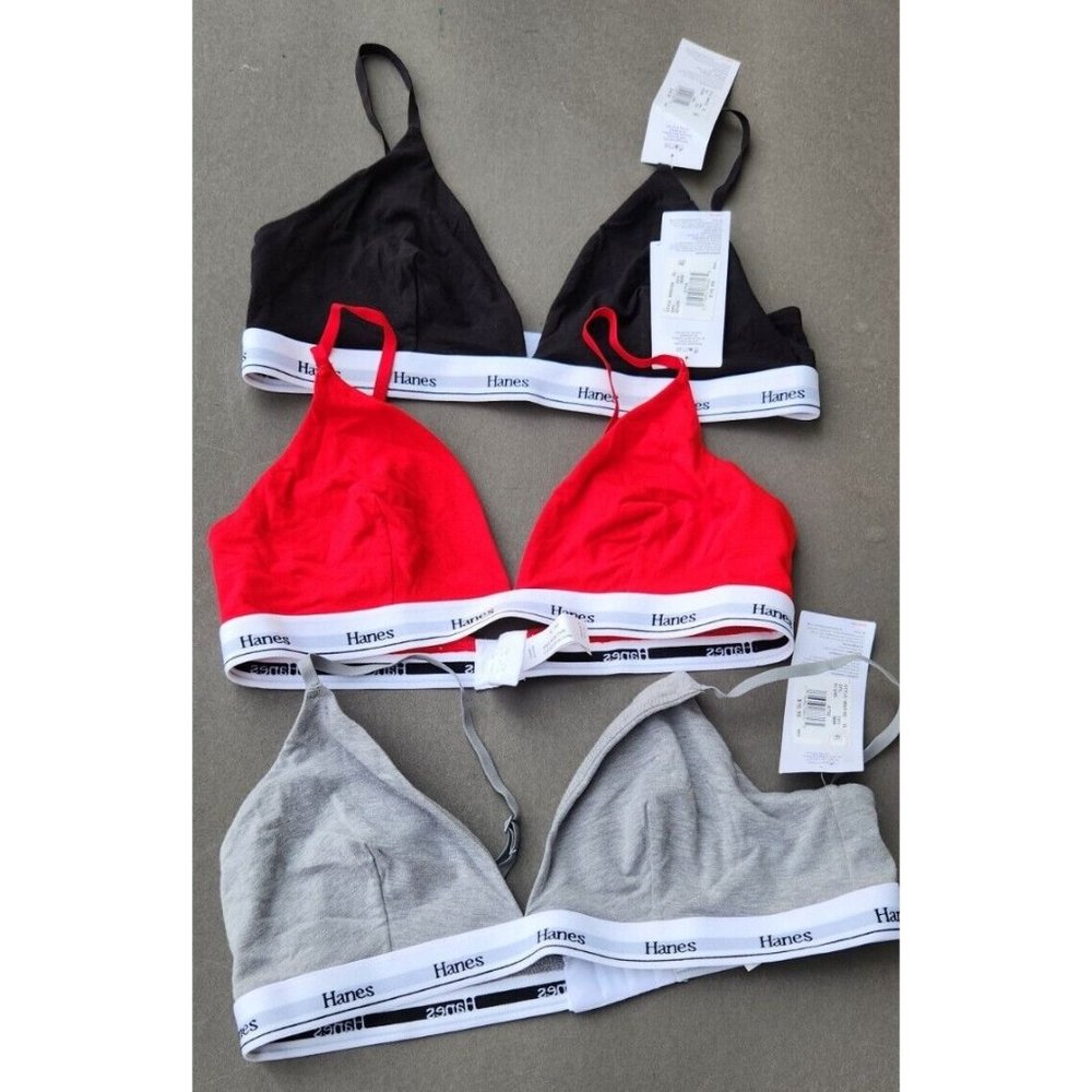 Hanes Bra Bralette Originals Women's XL Breathable Stretch Cotton ComfortFlex